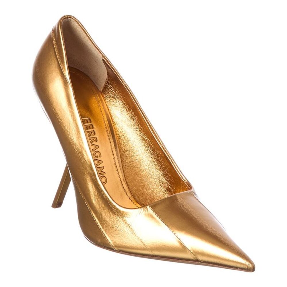 Ferragamo Leather Pump, Metallic